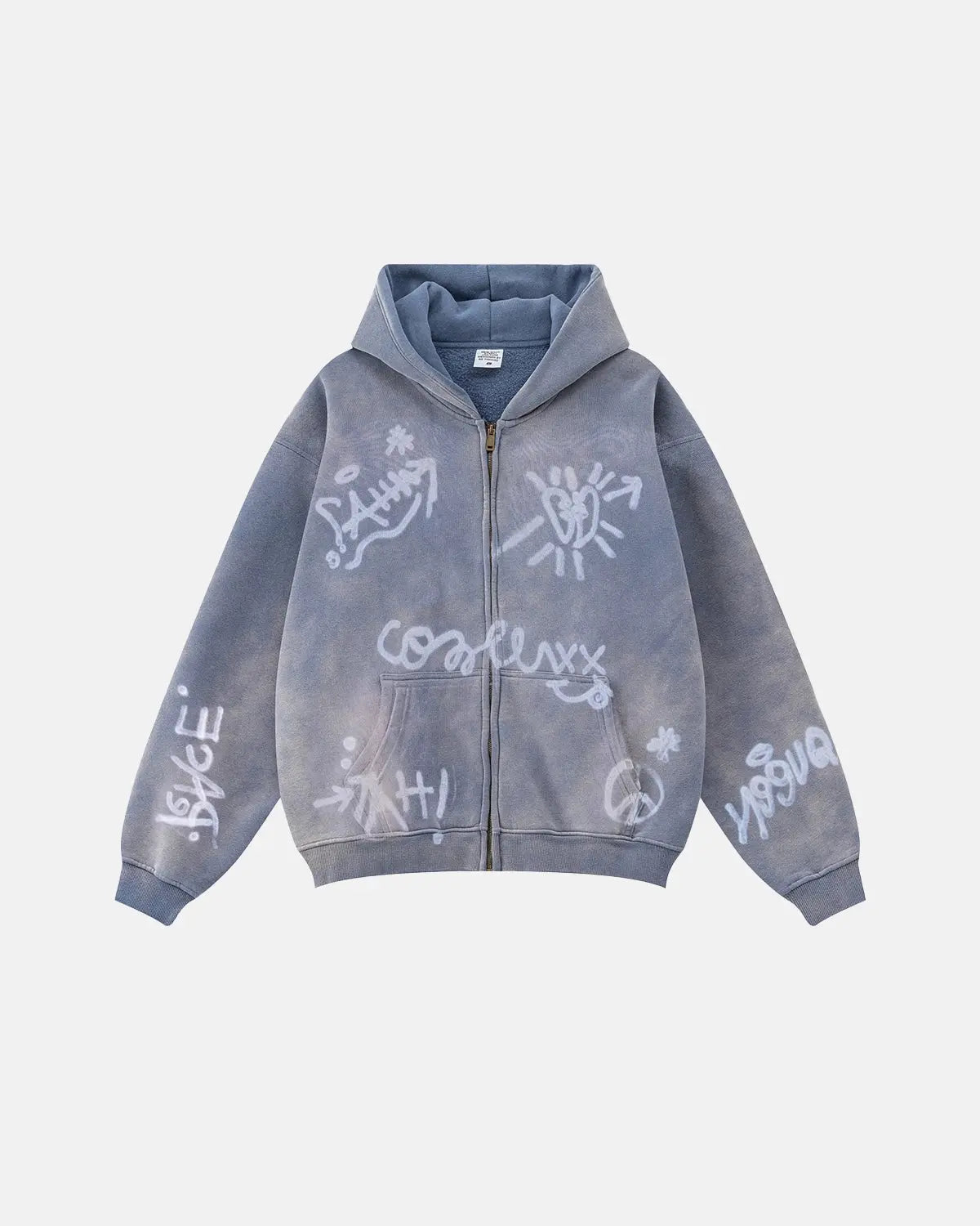 INFLATION Graffiti Washed Zip Up Hoodies - INFLATION
