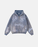 INFLATION Graffiti Washed Zip Up Hoodies INFLATION