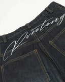 Lettering Embroidery Baggy Jeans | Inflation Streetwear INFLATION