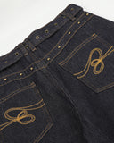 detail view of butterfly embroidery on rear pocket