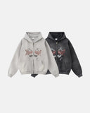 INFLATION Washed Graphic Zip Up Hoodies INFLATION