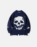 Distressed Skull Knit Sweater | Inflation Streetwear