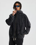 Distressed Stiching Aicd Wash Zip Up Hoodies | Inflation Streetwear INFLATION