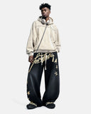 Puff Print Script Wide-Leg Sweatpants | Inflation Streetwear