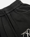 black washed sweatpants waistband and pocket detail