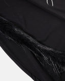 black faux fur side trim detail on sweatpants