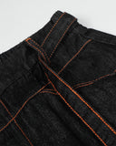 Belted Contrast Stitch Barrel Jeans | Inflation Streetwear