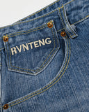 Cinch Back Washed Bamboo Weave Baggy Jeans | Inflation Streetwear INFLATION