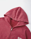 Gothic Letter Washed Zip Up Hoodie | Inflation Streetwear