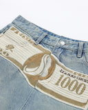 Dollar Patch Embroidery Denim Jorts | Inflation Streetwear INFLATION