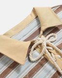 Retro Striped Lace-Up Polo Shirt | Inflation Streetwear