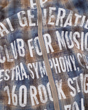 Bold Letter Graphic Detail on Plaid Long-Sleeve Shirt