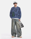 Dinosaur Graphic Crew Neck Knit Sweater | Inflation Streetwear