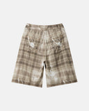 lightweight tencel plaid shorts
