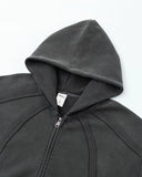 Contrast Stitching Distressed Wash Zip Up Hoodies | Inflation Streetwear INFLATION