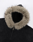 Faux Fur Collar Distressed Zip Up Hoodies | Inflation Streetwear INFLATION