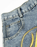 Rivets Embroidered Baggy Jeans | INFLATION Streetwear INFLATION