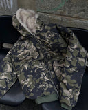 Camo Faux Fur Padded Hooded Jacket | INFLATION Streetwear INFLATION