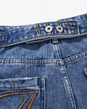 Cinch Back Distressed Denim Jorts | Inflation Streetwear INFLATION