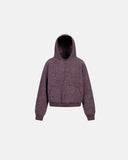 Fuzzy Stripe Boxy Zip Up Hoodie | Inflation Streetwear