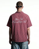 Plaid Script Embroidered Short-Sleeve Shirt | Inflation Streetwear INFLATION