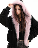 Reversible Faux Fur Hooded Jacket |  Inflation Streetwear INFLATION