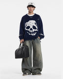 Distressed Skull Knit Sweater | Inflation Streetwear