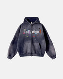 Graphic Acid Washed Zip Up Hoodies | Inflation Streetwear INFLATION