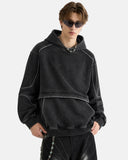 Washed Reflective Piping Boxy Hoodie | Inflation Streetwear