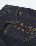 Side Lace-Up Raw Baggy Jeans | Inflation Streetwear INFLATION