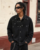 Starry Cross Rhinestone Washed Denim Shirt | Inflation Streetwear INFLATION