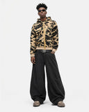 Camo Rhinestone Mega Zip Cropped Hoodie | Inflation Streetwear