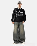 Script Letter Graphic Knit Sweater | Inflation Streetwear