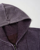 Washed Colorblock Boxy Zip Up Hoodie | Inflation Streetwear