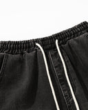 Washed Denim Cargo Shorts with Drawstring | Inflation Streetwear INFLATION