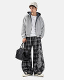 Rhinestone Script Plaid Barrel Pants | Inflation Streetwear