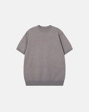 model wearing relaxed fit lightweight knit top