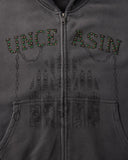 Gothic Rhinestone Washed Zip Up Hoodie | Inflation Streetwear
