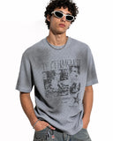 textured waffle cotton graphic shirt