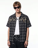 Lettering Embroidery Plaid Shirts | Inflation Streetwear INFLATION