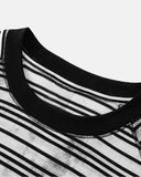 Close-up contrast black crew neck striped top