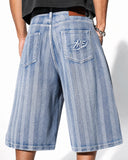 embroidered pocket baggy jorts