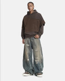 Washed Layered Raw Edge Boxy Hoodie | Inflation Streetwear