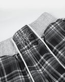 Rhinestone Script Plaid Barrel Pants | Inflation Streetwear