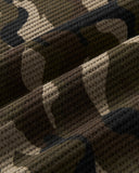close-up of waffle camo texture on hoodie fabric