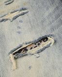 Leopard Detail Distressed Baggy Jeans | Inflation Streetwear