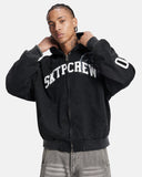 Appliqué Boxy Zip Up Hoodie | Inflation Streetwear