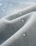 Blue Rhinestone Baggy Jeans Shorts | Inflation Streetwear INFLATION