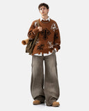 Distressed Cross Graphic Knit Sweater | Inflation Streetwear