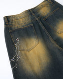 Acid Wash Rhinestone Chain Baggy Jeans | Inflation Streetwear INFLATION